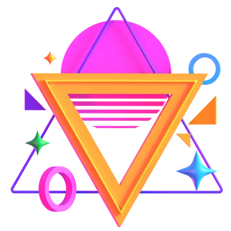 Retro Futuristic Illuminated Triangle Platform  3D Icon