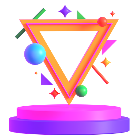 Retro Futuristic Illuminated Triangle Platform With Podium  3D Icon