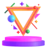 Retro Futuristic Illuminated Triangle Platform With Podium