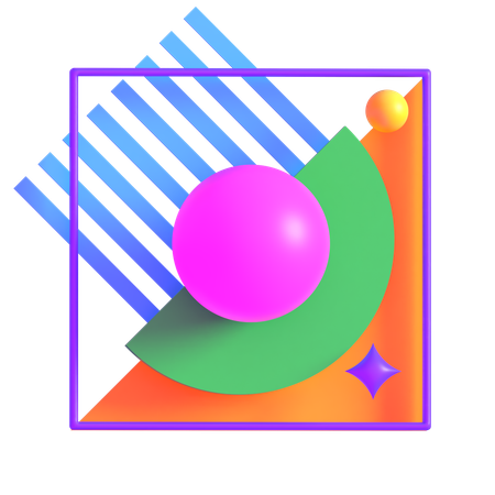 Retro Futuristic Neon Abstract Square  3D Icon