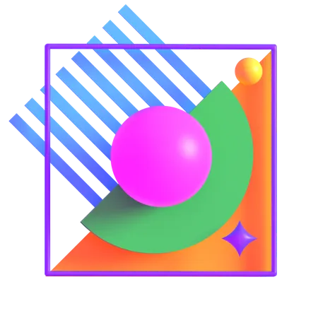 Retro Futuristic Neon Abstract Square  3D Icon