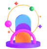 Retro Futuristic Neon Sunset Gateway