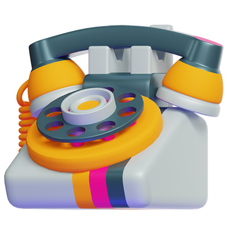 レトロな回転式電話  3D Icon