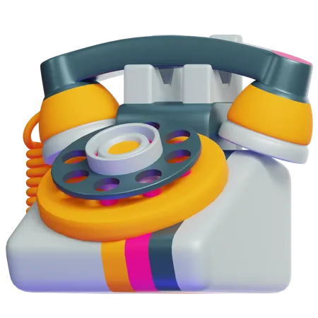 レトロな回転式電話  3D Icon