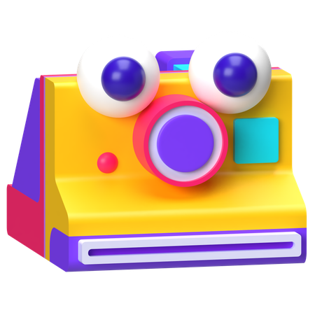 Retro-Sofortbildkamera mit Auge  3D Icon