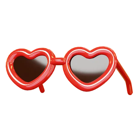 Cute Cartoon 3 D Red Heart Shaped Retro Sunglasses Fashion Accessory Happy Valentines Day Anniversary Wedding Love Concept 3D Icon