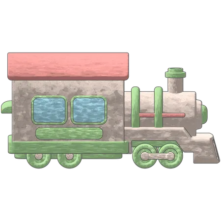 Retro Train  3D Icon