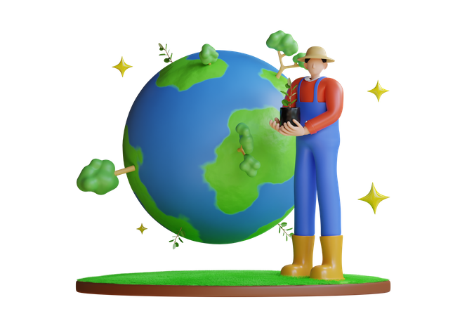 Rette den Planeten  3D Illustration