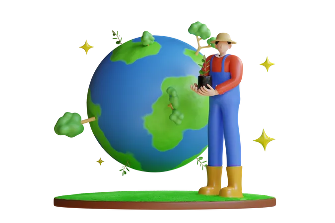 Rette den Planeten  3D Illustration