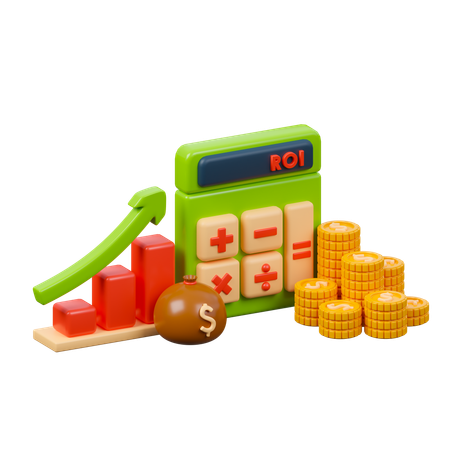 Return On Investment Calculation  3D Icon