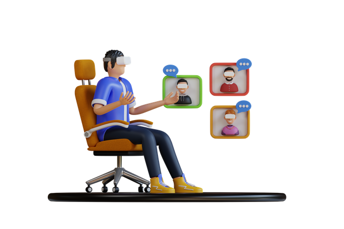 Reunião de negócios virtual  3D Illustration