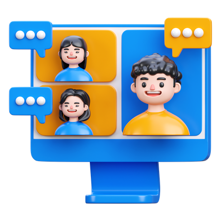 Reunião on-line  3D Icon