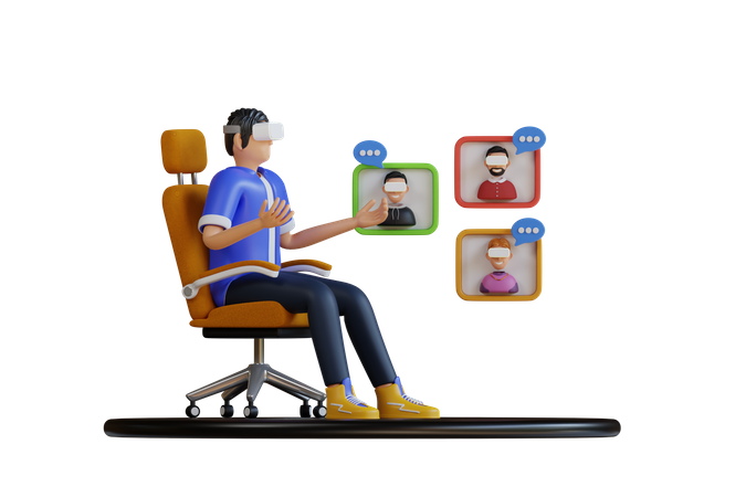 Reunión de negocios virtual  3D Illustration