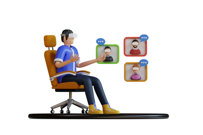 Reunión de negocios virtual  3D Illustration