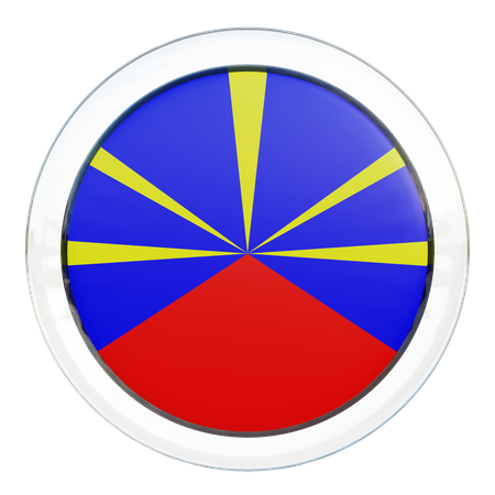 Drapeau rond du volcan radiant de la Réunion  3D Icon