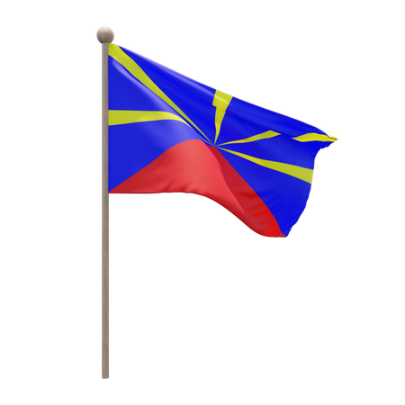 Mât de drapeau du volcan radiant de la Réunion  3D Flag