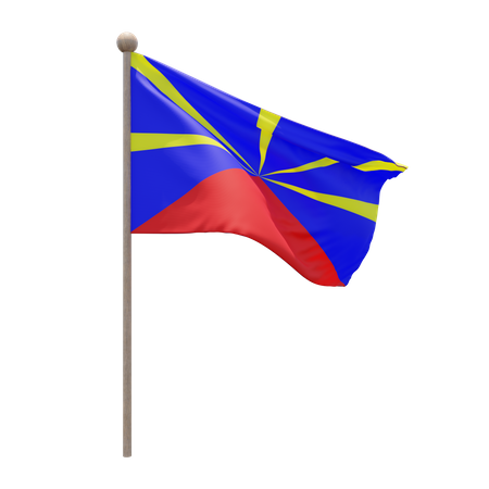 Mât de drapeau du volcan radiant de la Réunion  3D Icon