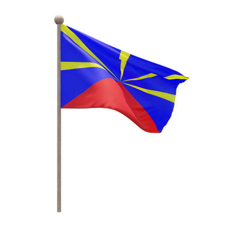 Asta de bandera del volcán radiante de la reunión  3D Flag