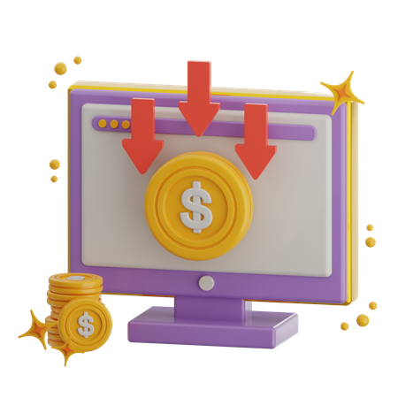 Revenue Drop Down  3D Icon