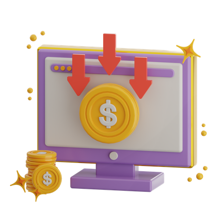 Revenue Drop Down  3D Icon