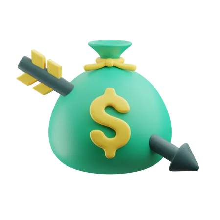 Money Bag With Piercing Arrow 3D Icon