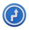 Reverse turn right Sign 3D Icon