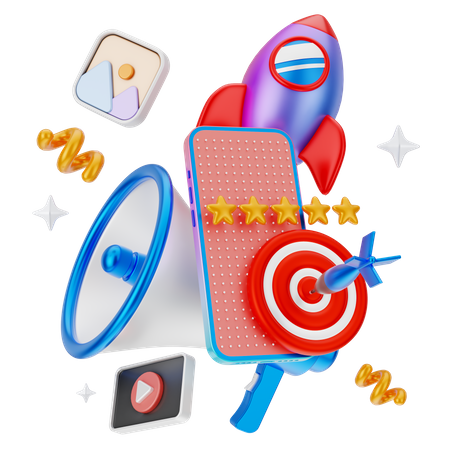 Revisión de marketing en redes sociales  3D Icon