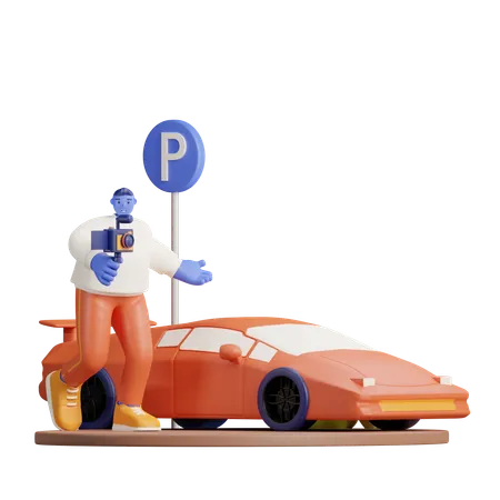 Revisor de autos  3D Illustration