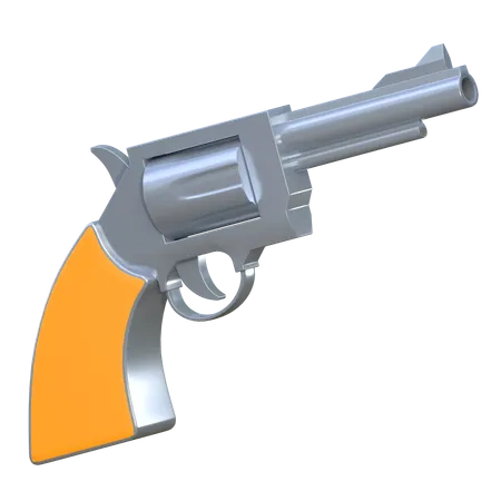 Revolver Arma Icone 3 D Ilustracao De Equipamento Militar 3D Icon