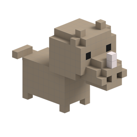 Rhino Cute Voxel Art  3D Icon