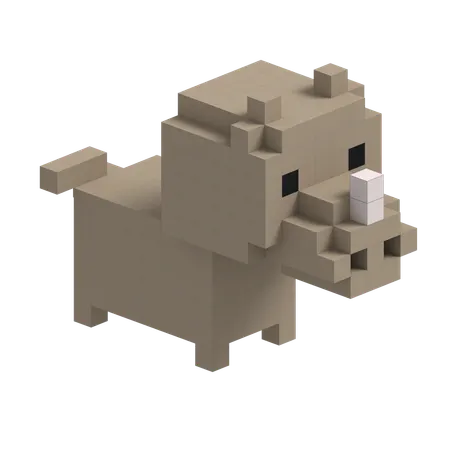 Rhino Cute Voxel Art  3D Icon
