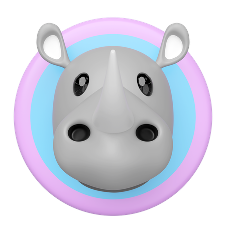 サイの頭  3D Icon