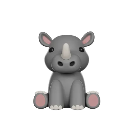 Cute 3 D Character Rhinoceros Toy 3D Icon