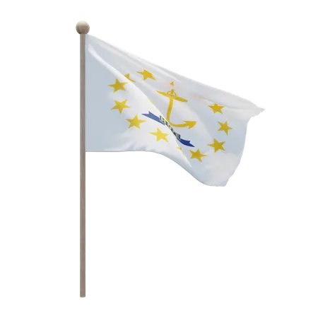 Mastro de bandeira de Rhode Island  3D Flag