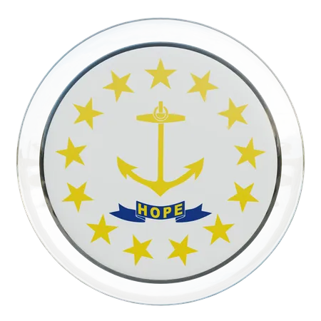 Rhode Island Round Flag  3D Icon