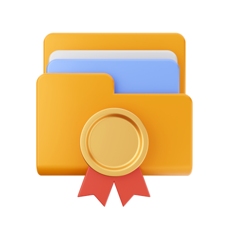 Ribbon Badge Folder 3D Icon