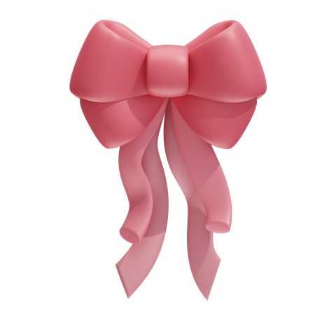 Ribbon Bow With Elegant Flowing Tails  3D Icon