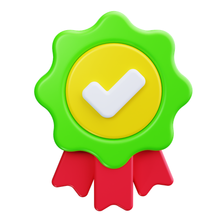 Ribbon with Checkmark  3D Icon