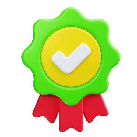 Ribbon with Checkmark  3D Icon