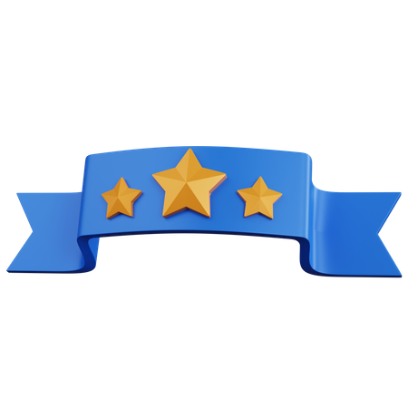 Ribbon With Three Stars 3D Icon