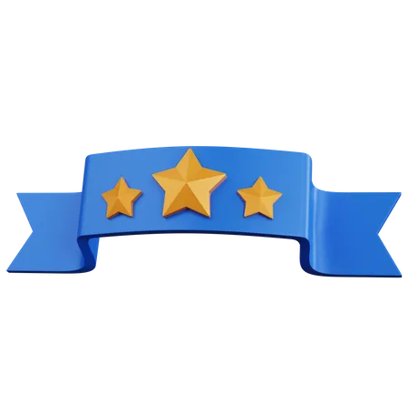 Ribbon With Three Stars  3D Icon