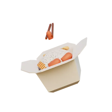 Rice Box  3D Illustration