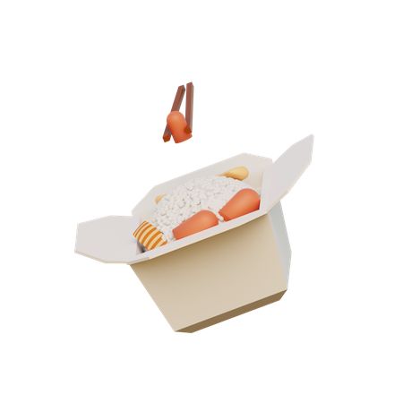 Rice Box 3D Illustration