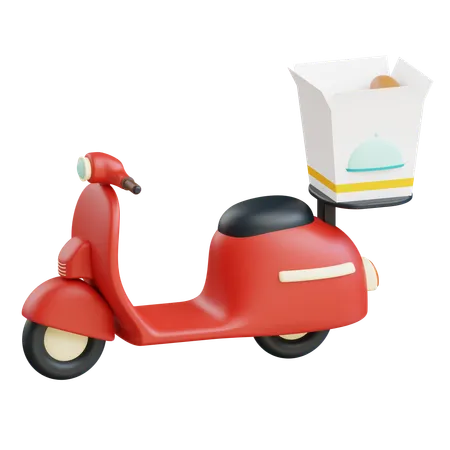 Rice Box Delivery By Scooter  3D Icon