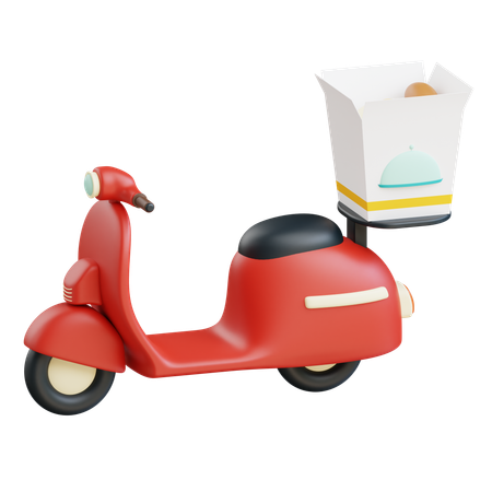 Rice Box Delivery By Scooter  3D Icon