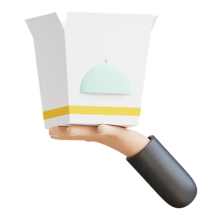 3 D Rice Box On Hand Icon Illustration With Transparent Background 3D Icon
