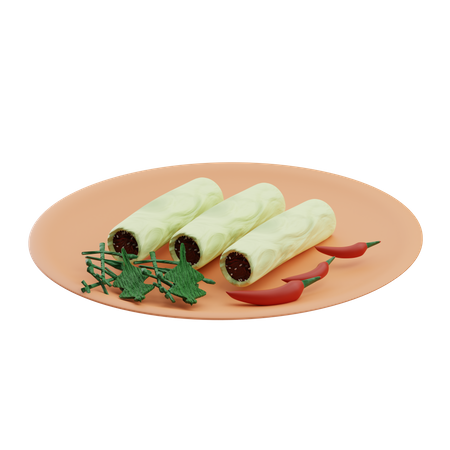 Rice rolls with pork  3D Icon