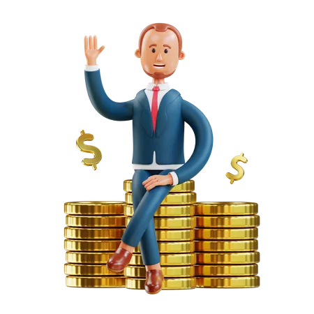 Businessman With Money 3D Illustration