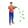 3d man spending money logo