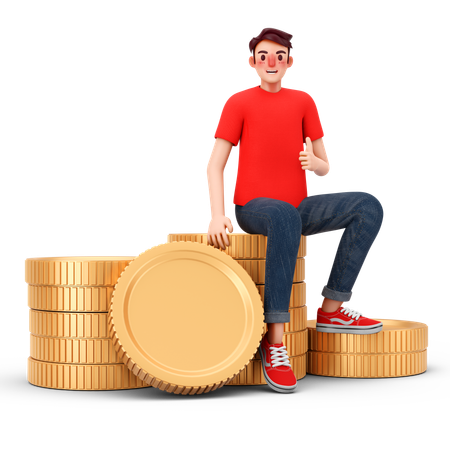 Rich man with huge capital  3D Icon